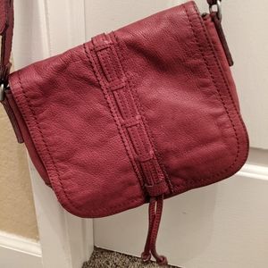 Red crossbody leather purse
